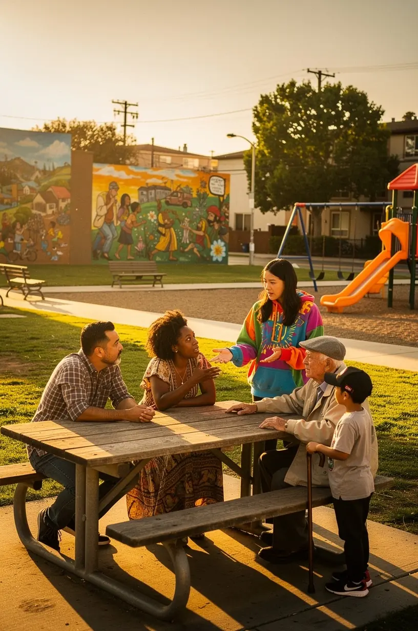 Community members sharing stories for local development.